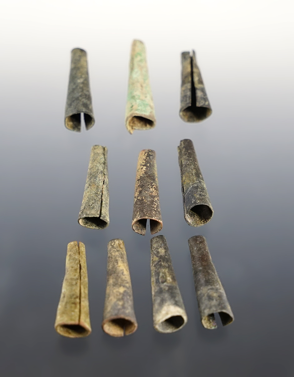 Set of 10 Brass Janglers found at the Townley-Read Site, Geneva, New York. Circa 1710-1745. 