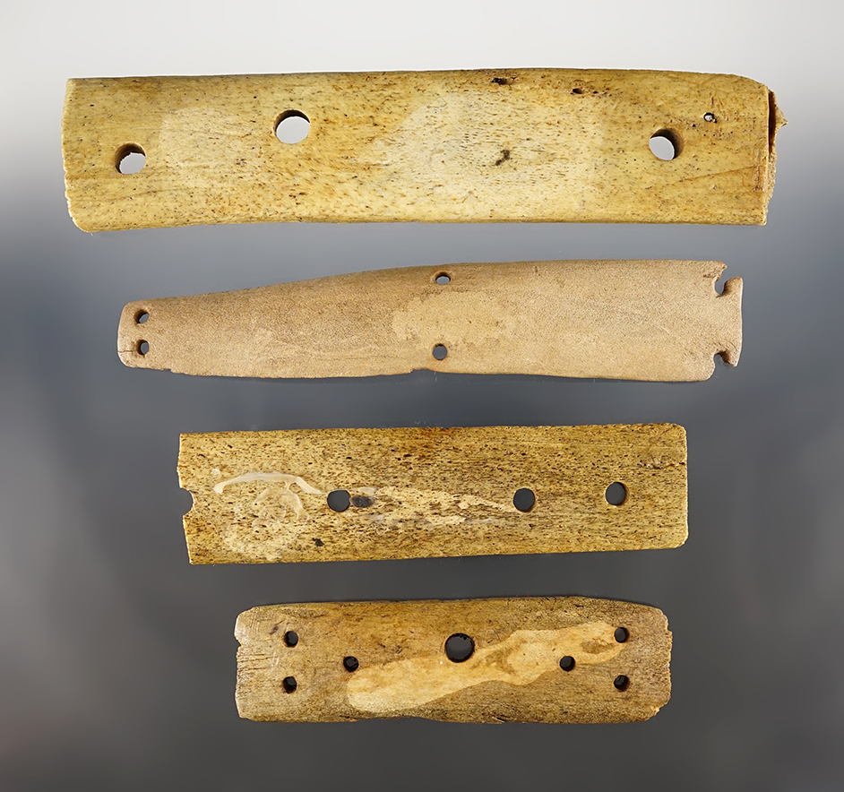 Set of 4 Inuit Bone Armor pieces recovered in Alaska. The largest is 7 1/4". 