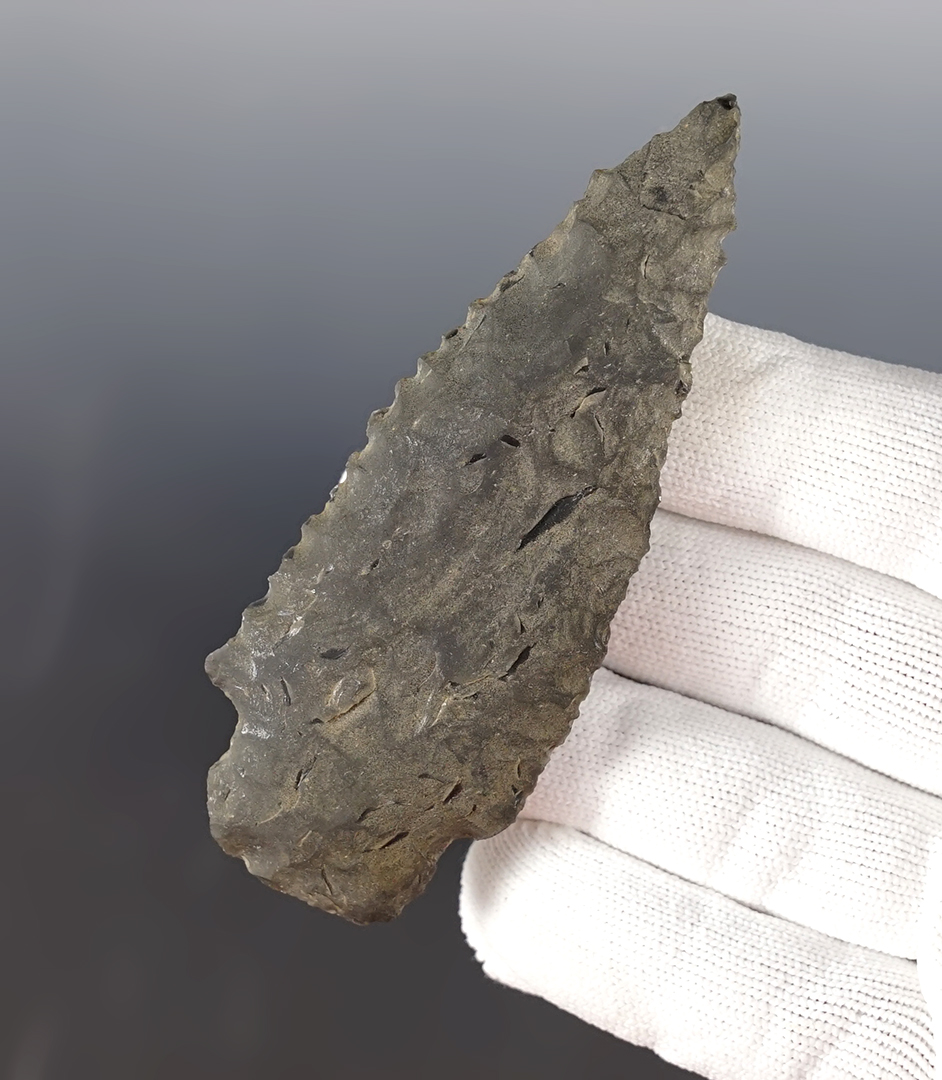 3 11/16" Martis Corner-notched found by Joe Burdell, Kern Co., California. Stermer COA.