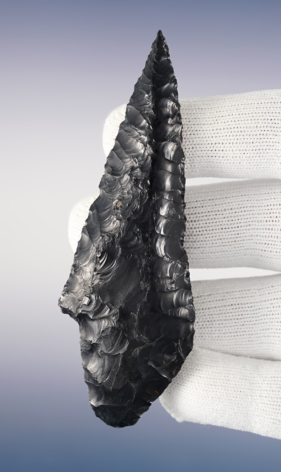 Excellent flaking on this 3 15/16" Stemmed Knife that is uniquely styled. Oregon in the 1960's.