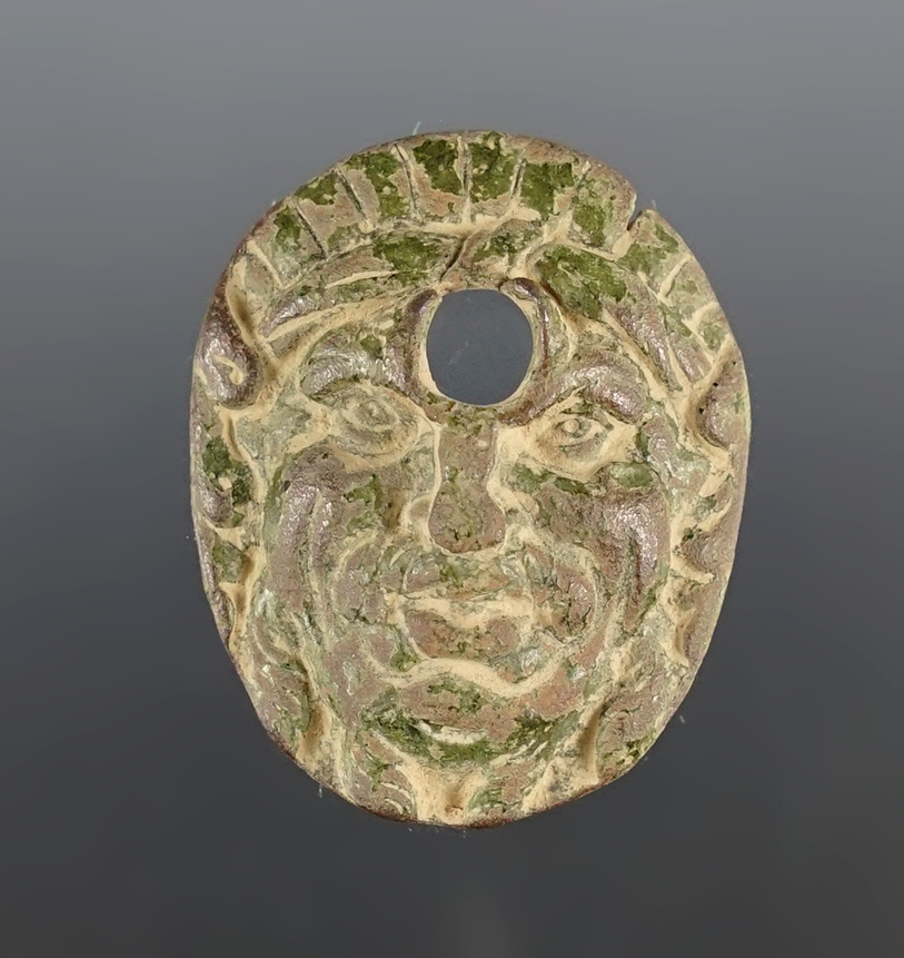 1 7/16" 18th Century Flintlock Pistol Human Head Escutcheon. White Springs Site, New York.