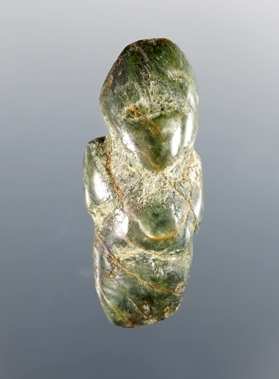 1 1/2" Jadeite Miniature Drilled Figural Pendant. Nicoya region, Costa Rica.