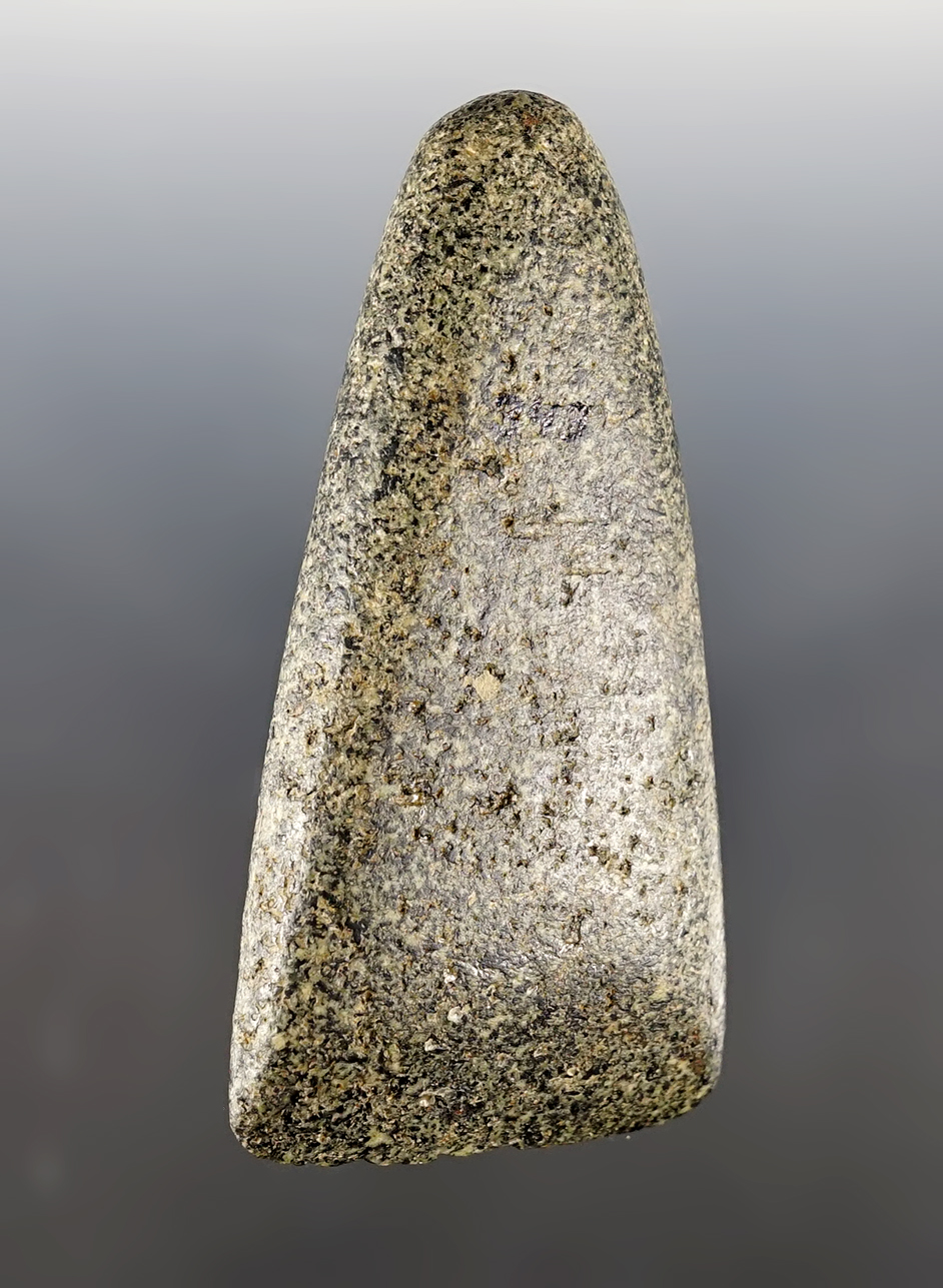 4 7/16" polished Celt made from beautiful Hardstone. Found in the Ohio/Indiana area.