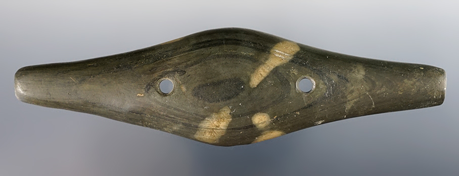 5 3/4" long Expanded Center Gorget with restoration to 1 3/4" of end. Recovered in Indiana. 