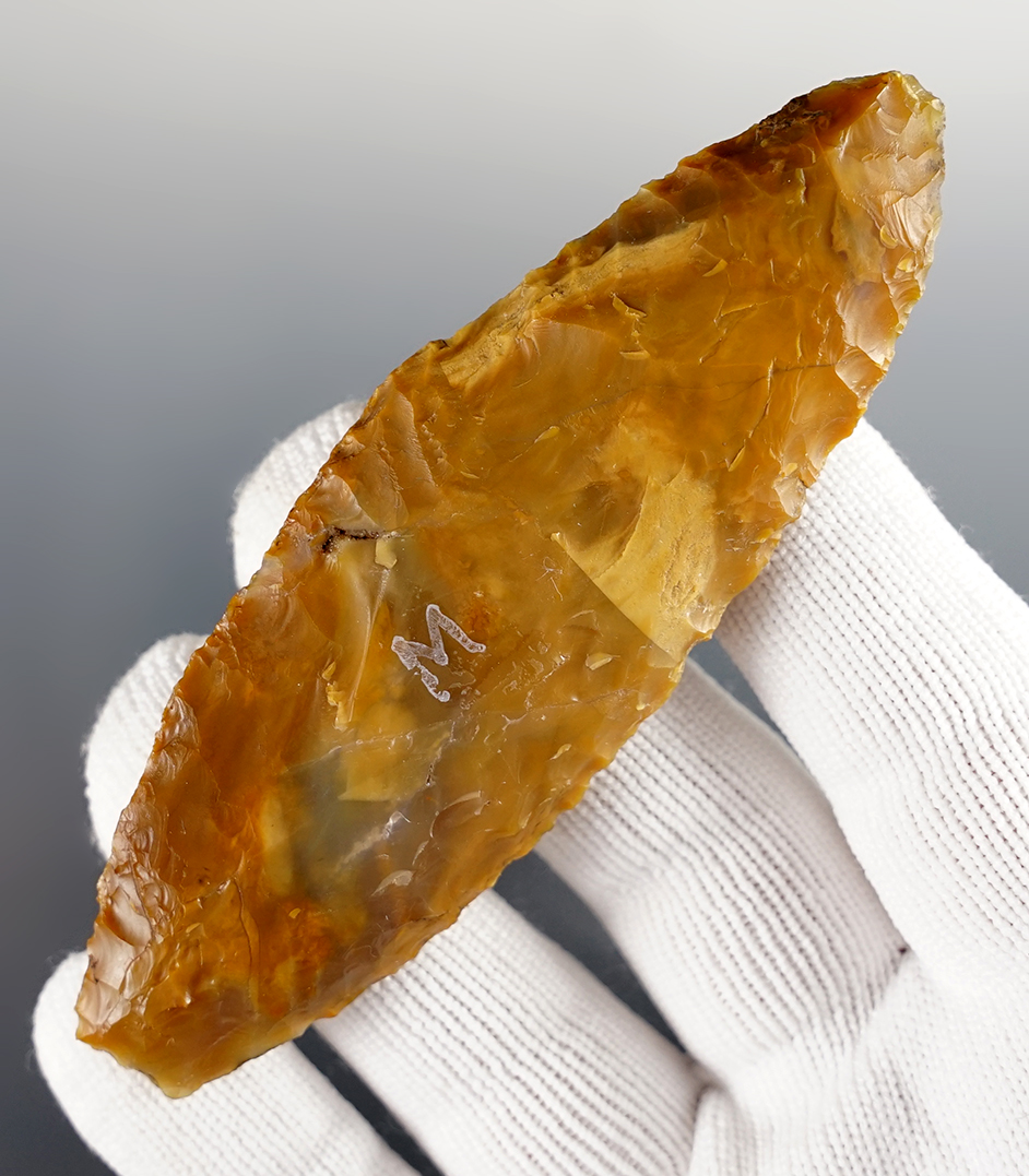 3 3/4" nicely beveled Knife made from Agate. Recovered near the Columbia River the 1960s.  