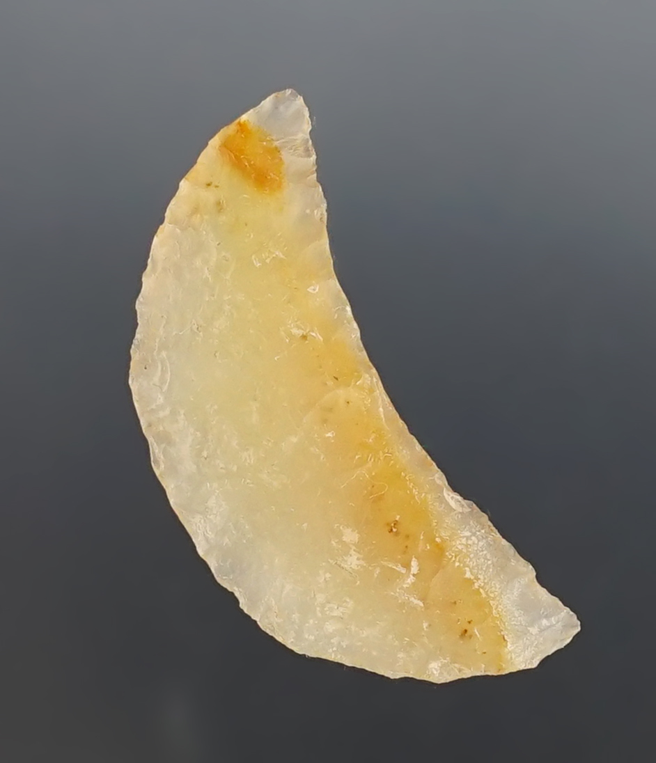 Nice 1 5/8" Paleo Crescent made from Agate. Found in the 1960's near the Alvord Desert, Oregon.