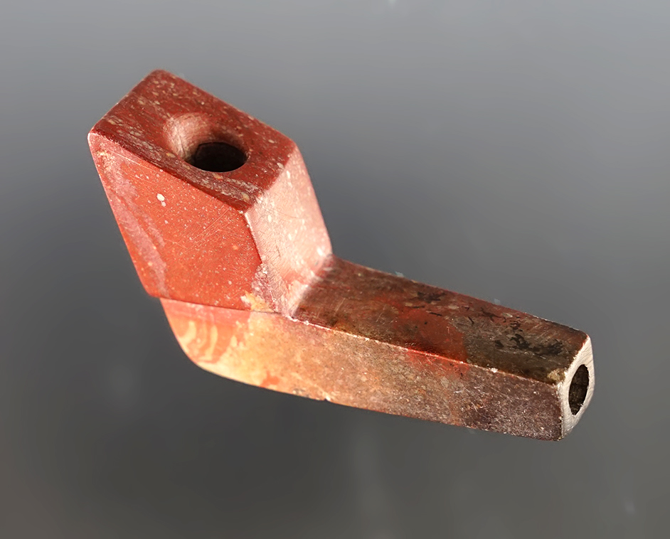 2 1/8" Pipe made from colorful Catlinite. Found in the Midwestern U.S. Bennett COA.