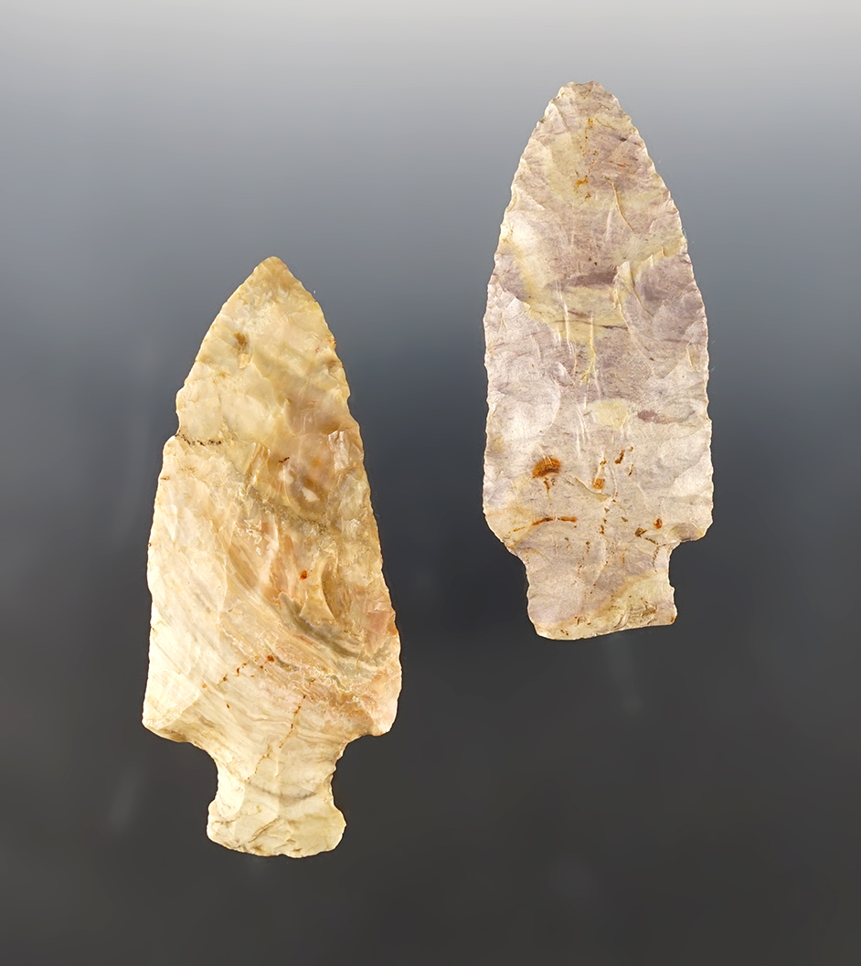 Pair of well made Stemmed points found in Kentucky. The largest is 3 7/16".