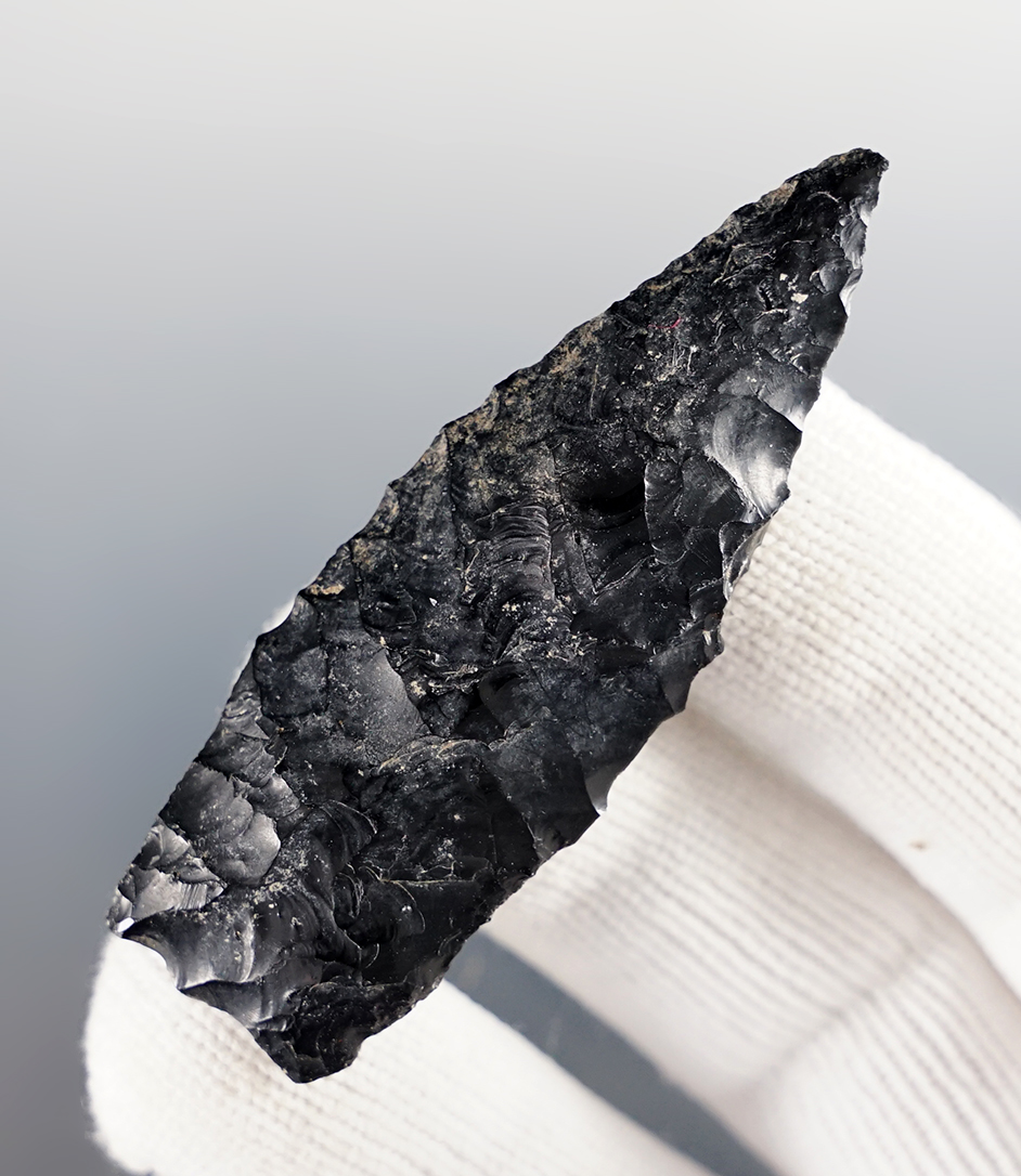 Unique Paleo artifact! 2 3/8" Obsidian Black Rock Concave found in Harney Co., Oregon. 