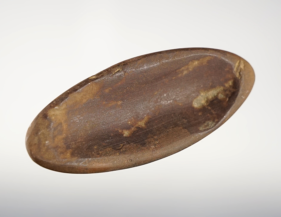 Well made and nicely scooped 3 3/8" Ohio Boatstone that is undrilled.