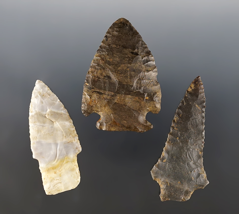 Set of 3 nicely made Kentucky points in good condition. The largest is 2 11/16".