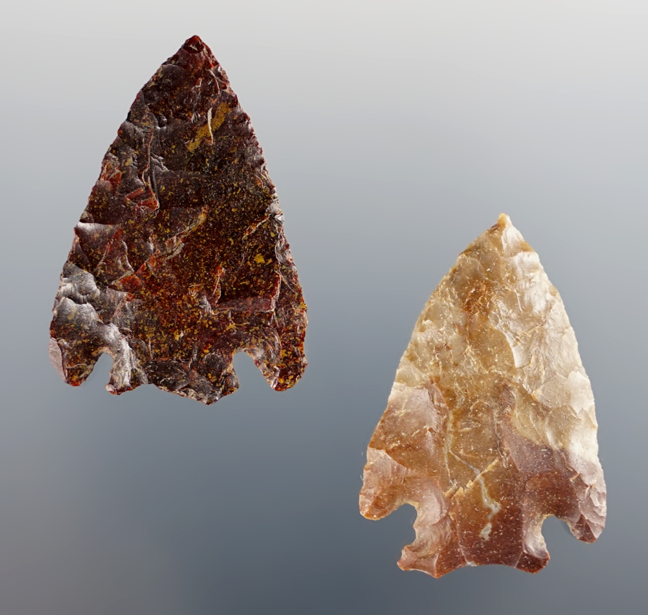 Pair of Snake River Corner Notched points found near the Columbia River, Oregon/Washington. 