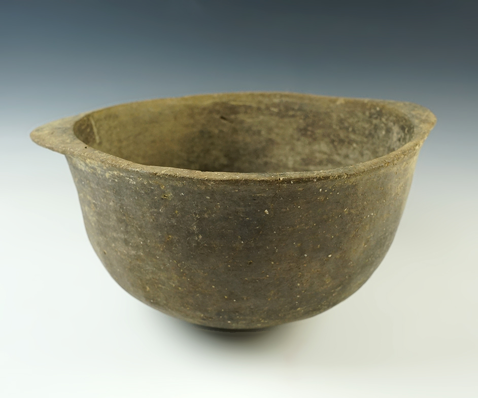 Large! 10 1/2" Mississippian Shell Tempered Clay Bowl with some restoration. Arkansas. 