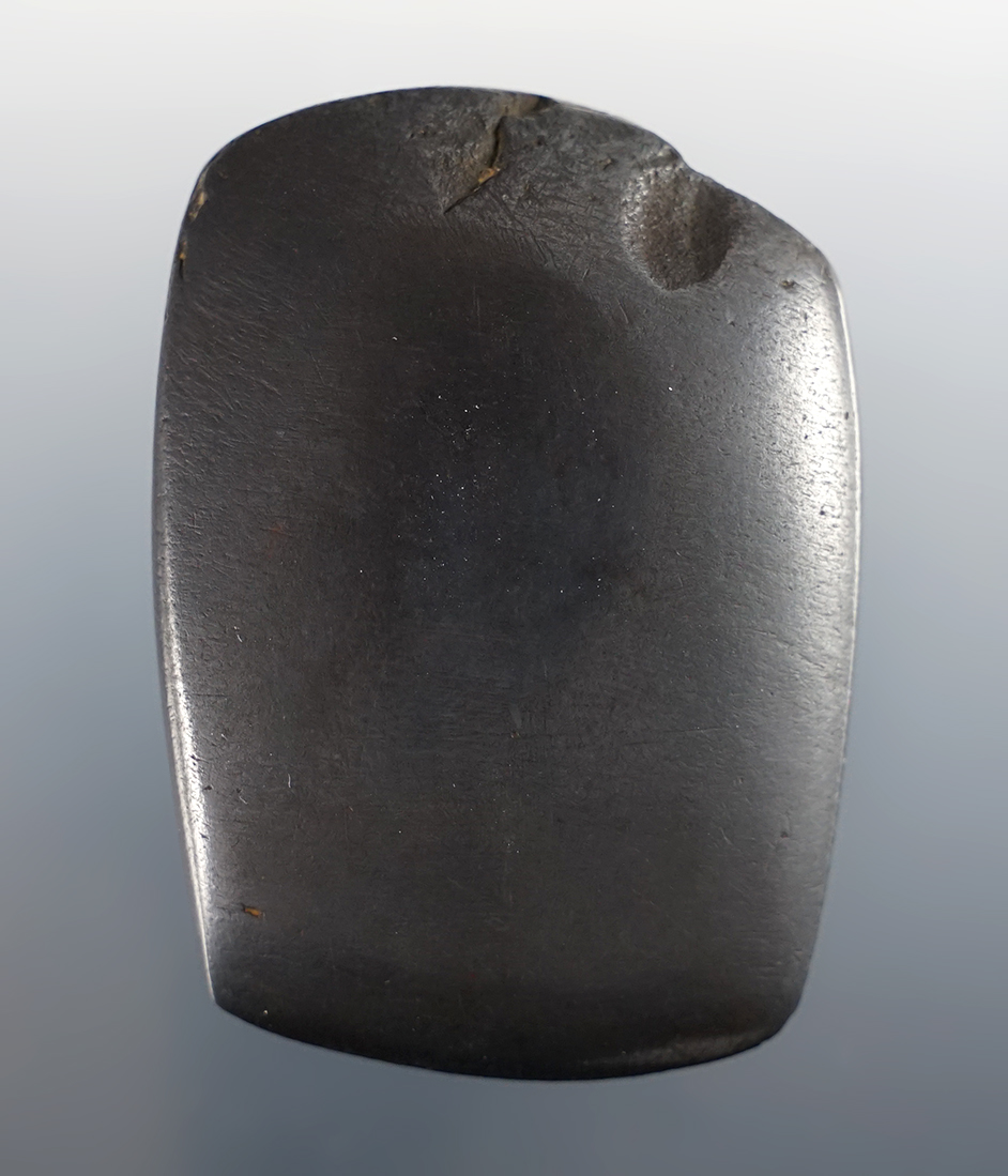 2 3/8" very fine Hematite Celt with great polish and excellent bit. Found in Licking Co., Ohio. 