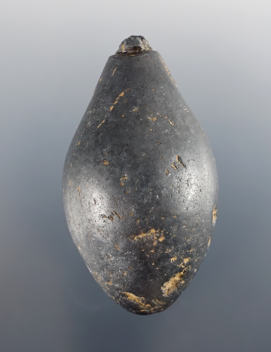 2 1/16" Hematite Plummet found in Southern Ohio. Great form with minimal damage to groove. 