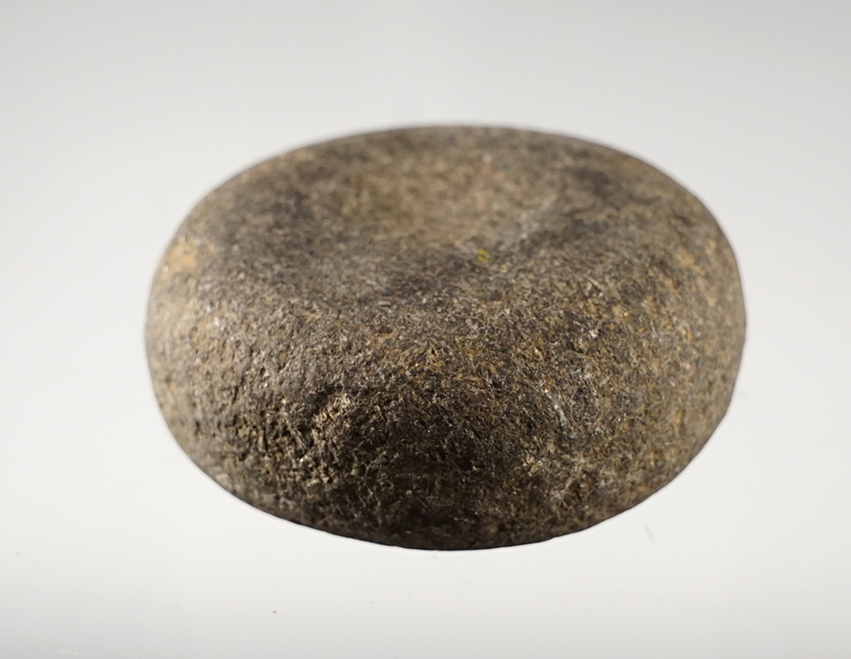 2 1/4" Hardstone Discoidal with slight dimples on both faces. Found in Madison Co., Kentucky. 