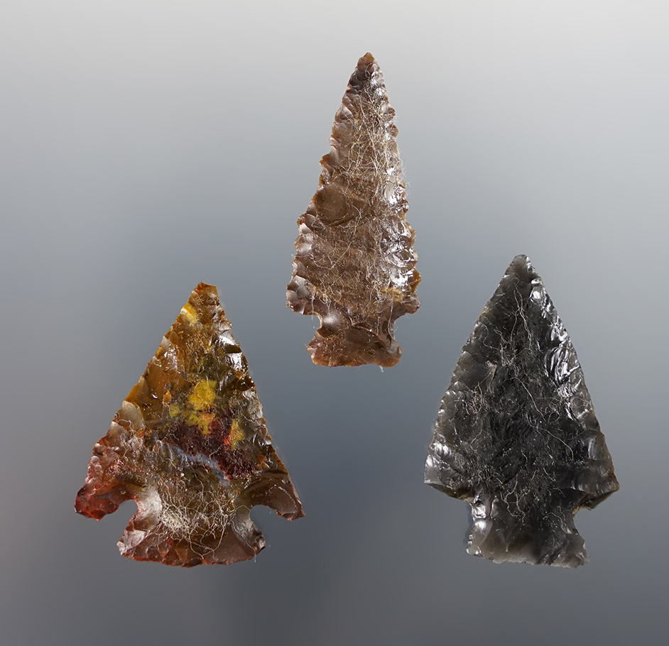 Set of 3 nice points found near the Columbia River in the Washington/Oregon area in the 1960's. 