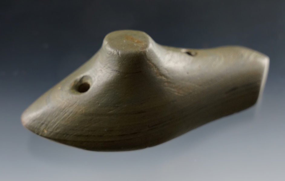 Nice 3 5/8" Spineback Gorget found in Hancock Co., Ohio. Ex. Harry Mapel, Gilbert Wall.