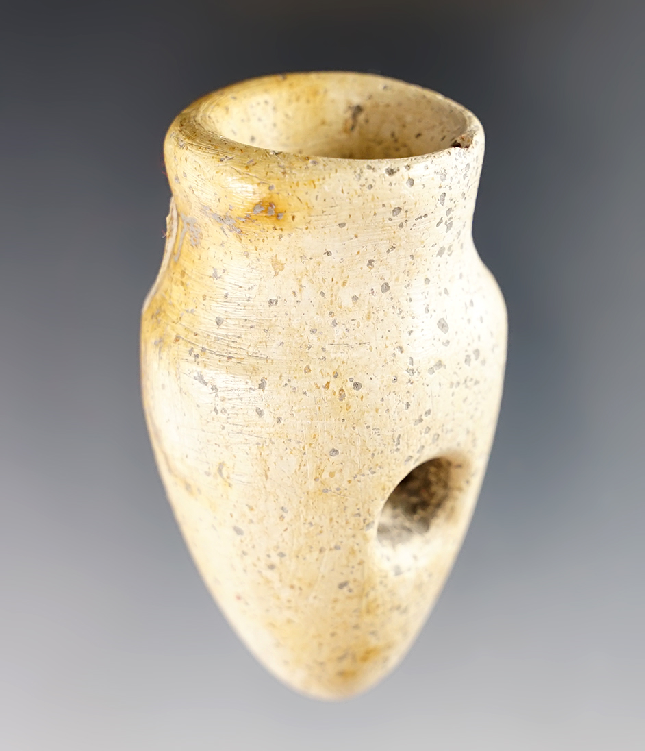 Exceptional 2 11/16" Pipestone Vase Pipe found at the Riker Site, Tuscarawas Co., Ohio, in 1963. 