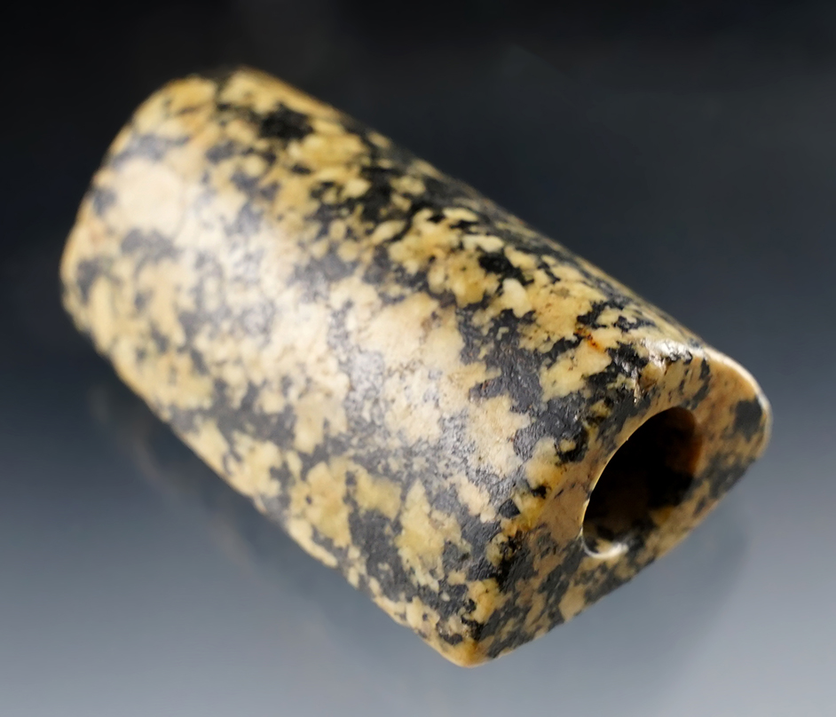 Exceptional 2 1/4" long "D" Style Granite Bannerstone. Found in Logan Co., Ohio. Pictured.