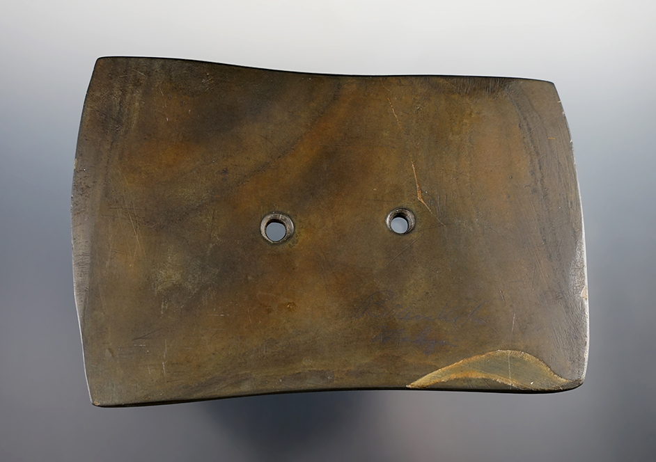 Large and well made Bi-Concave Gorget found in Branch Co., Michigan. Ramp catalog #O-211.