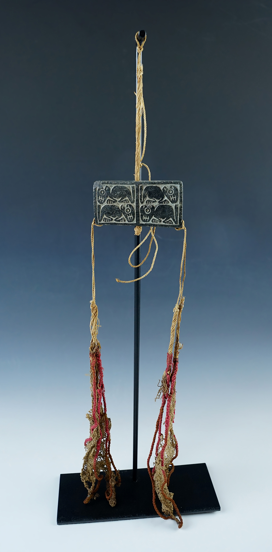 Exceptional PreColumbian Chimu Stone and Textile Scale. Circa AD 1000-1470. All original. COA. 