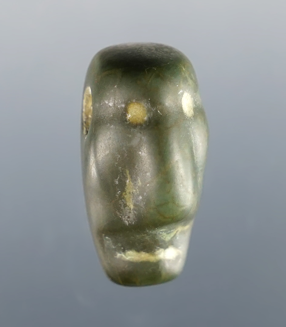 15/16" Trophy Head Form Pendant made from green Jasper. Recovered in Costa Rica. 