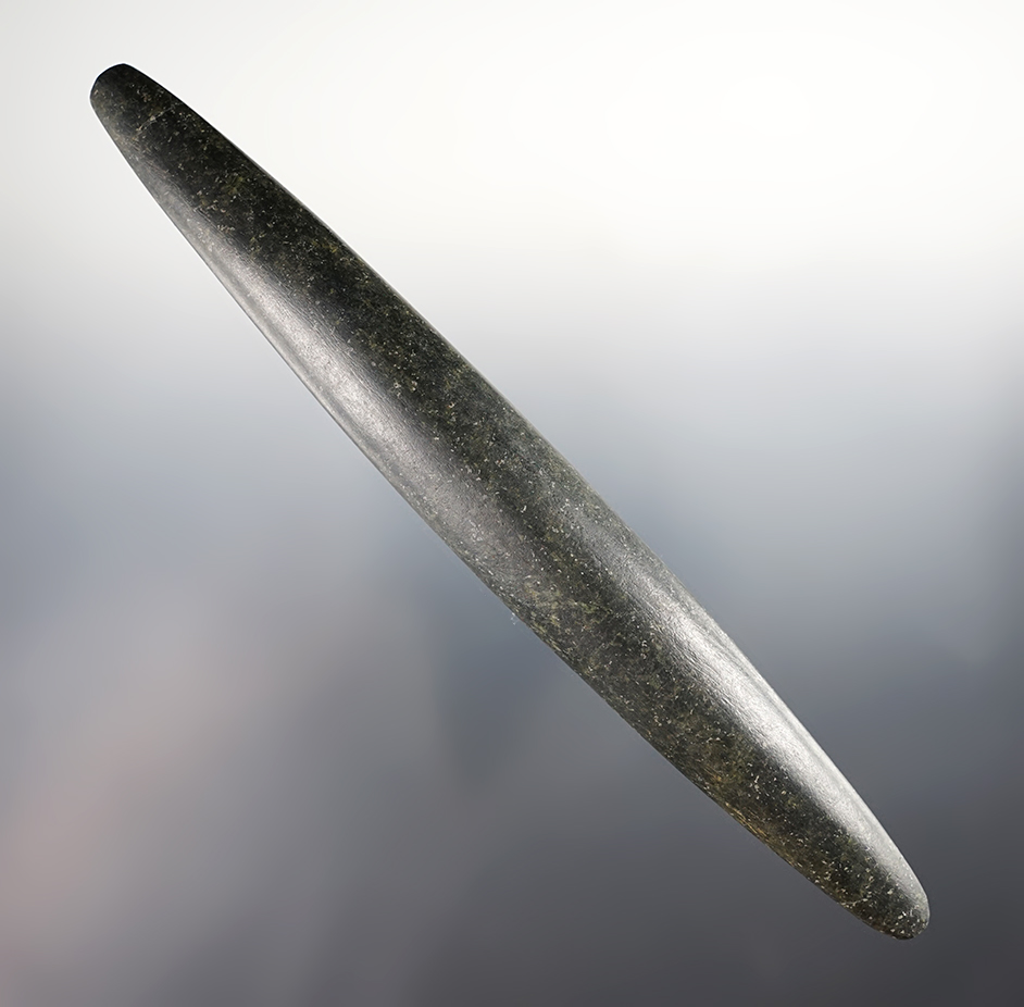 Rare 7 3/4" Granite Bar Atl Atl Weight/Pick found in Paulding Co., Ohio. Both ends broken/glued.