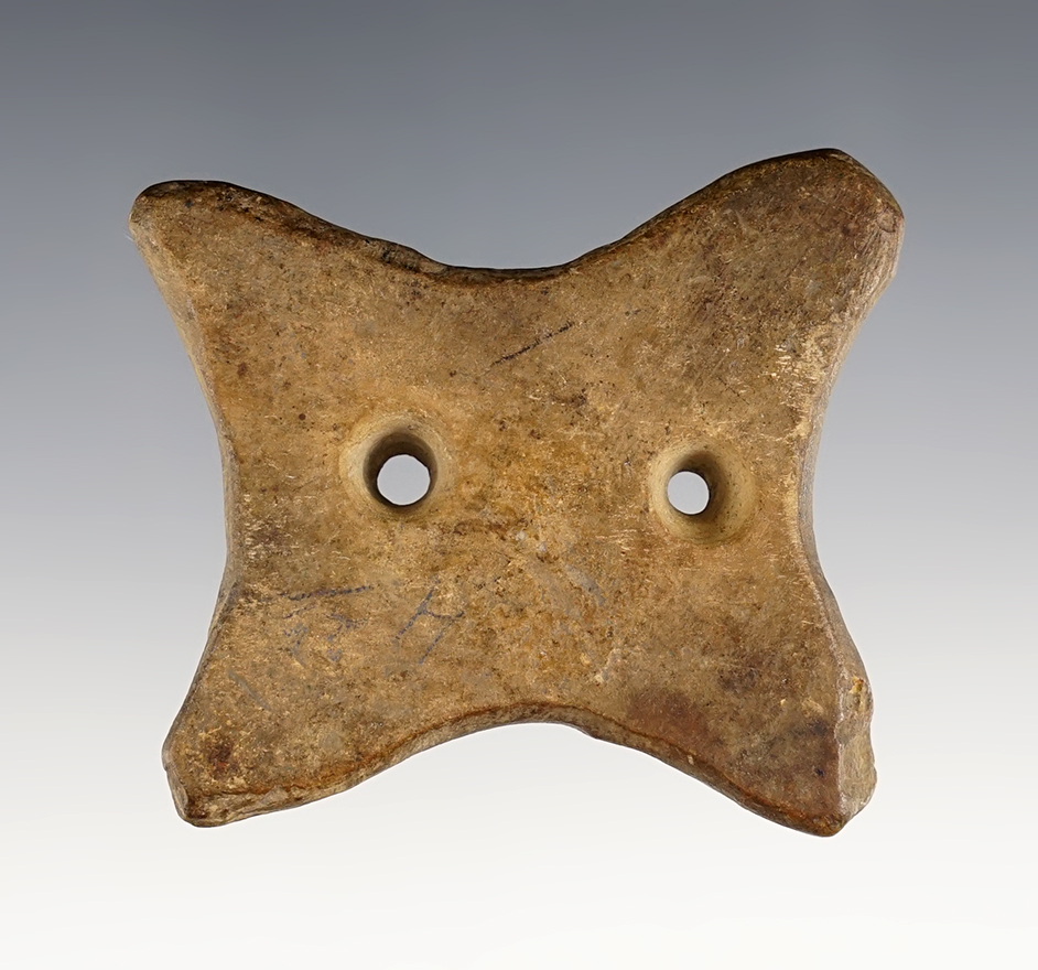 2 7/16" Reel Gorget found in Ashland Co., Ohio. Heavily patinated. Ex. David Root collection, #585S.