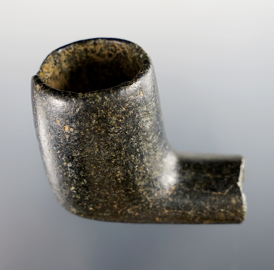 2 1/16" long x 1 9/16" tall Elbow Pipe with an anciently salvaged stem area, Hamilton Co., Ohio. 