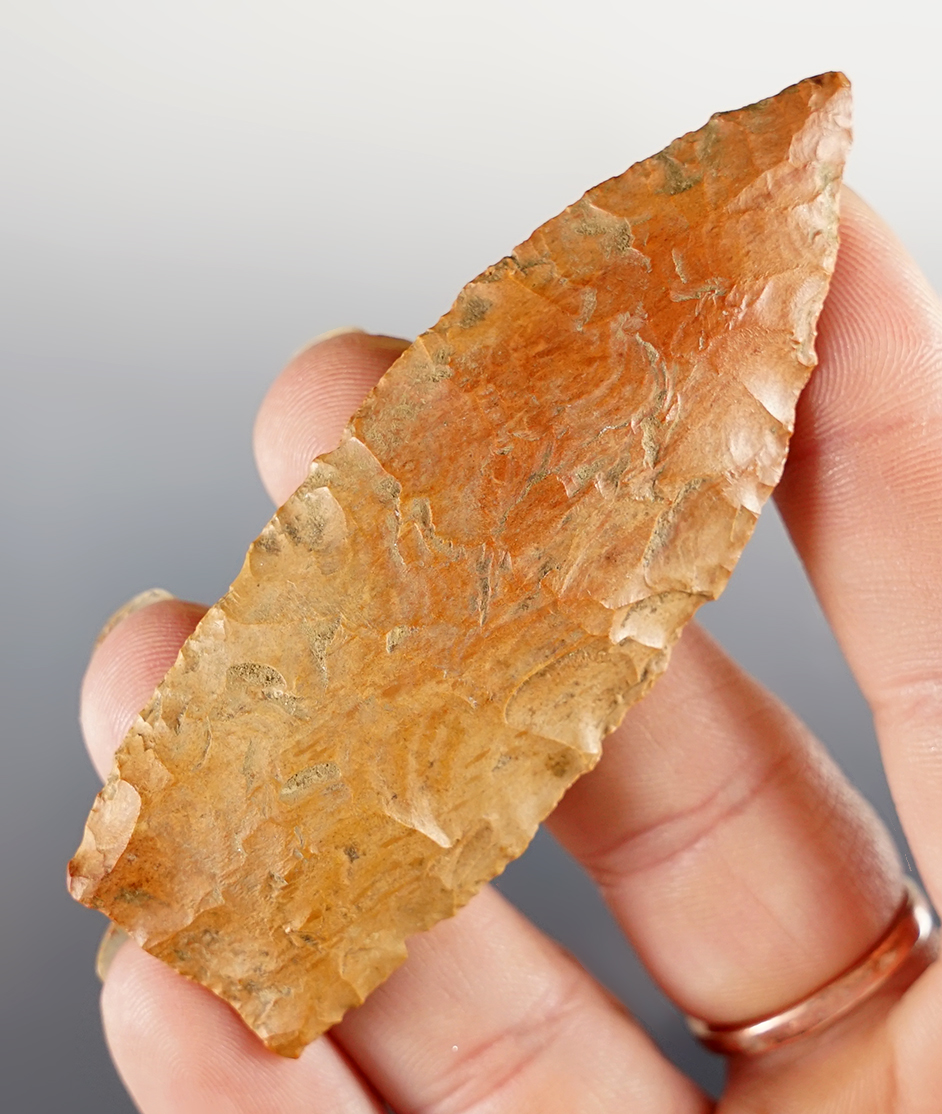 Well made 3 1/16" Lanceolate found in Hardin Co., Tennessee. Ex. David Huff. Bennett COA.