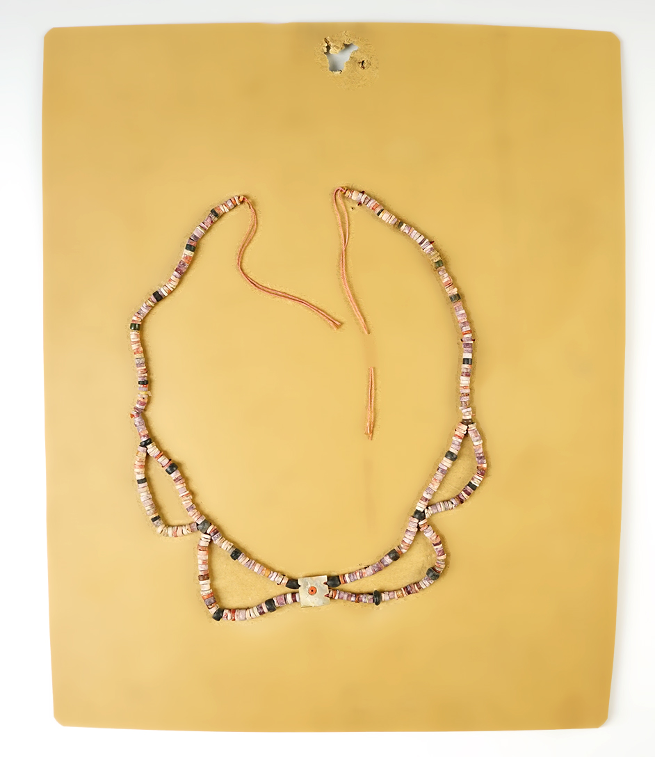 15" Strand of beautiful stone and shell colored Precolumbian Beads. Recovered in South America. 