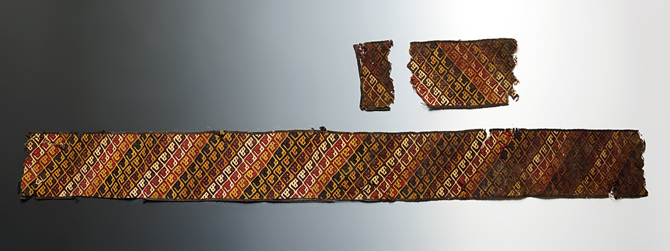  38"  long Ancient Inca Textile in multiple pieces. Great pattern, nice colors.