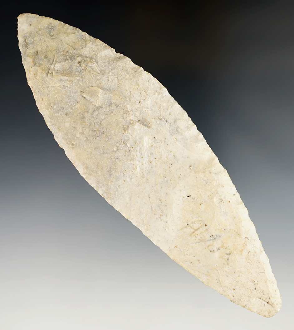 Large 6 7/16” Blade made from Crescent Quarry Chert. Found in Boone Co., Missouri. Ex. Eiserman.