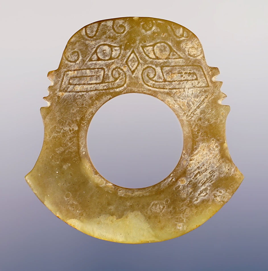 2 3/8" tall Neolithic Chinese Jade Ceremonial Axe in excellent condition. 