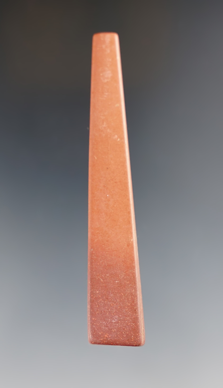 Exceptional 3 1/8" Trapezoidal Catlinite Bead. Recovered at the Townley-Read Site, New York. 