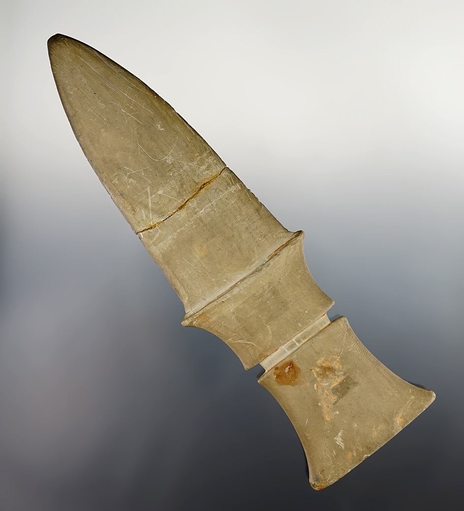 Rare and well crafted 8" Neolithic Stone Dagger recovered in Korea. Blade glued at the mid-section. 