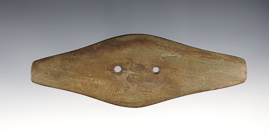 5 3/4" Expanded Center Gorget found in Delaware Co., Ohio. Ex. George Armann collection. 