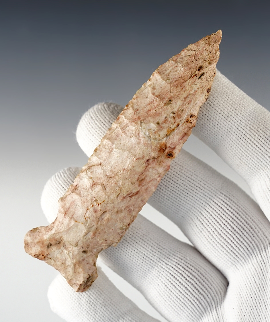 Nice 3 7/8" Illinois Osceola made from heat-treated Burlington Chert. Davis COA, G-8.