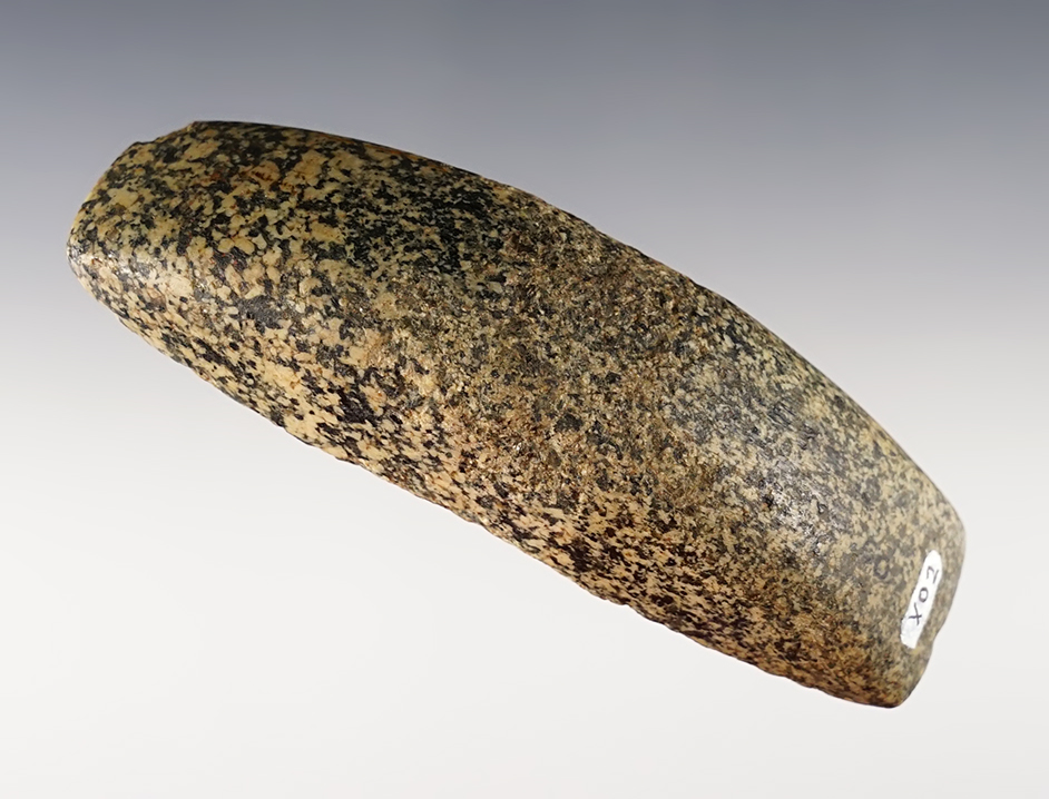 4 5/16" Keeled Gorget - Hardstone. 3 holes started. Licking Co., Ohio.