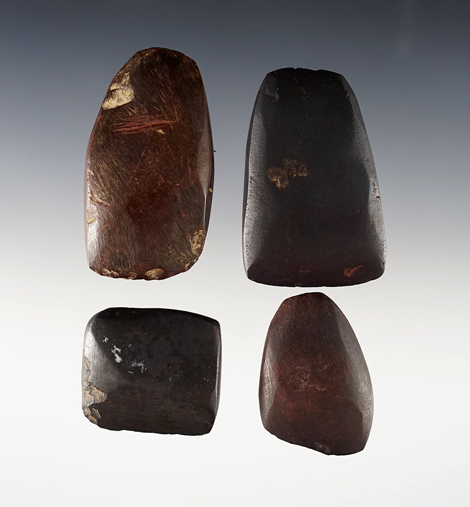 Set of 4 Ohio Hematite Celts in good condition. The largest is 2 1/4".