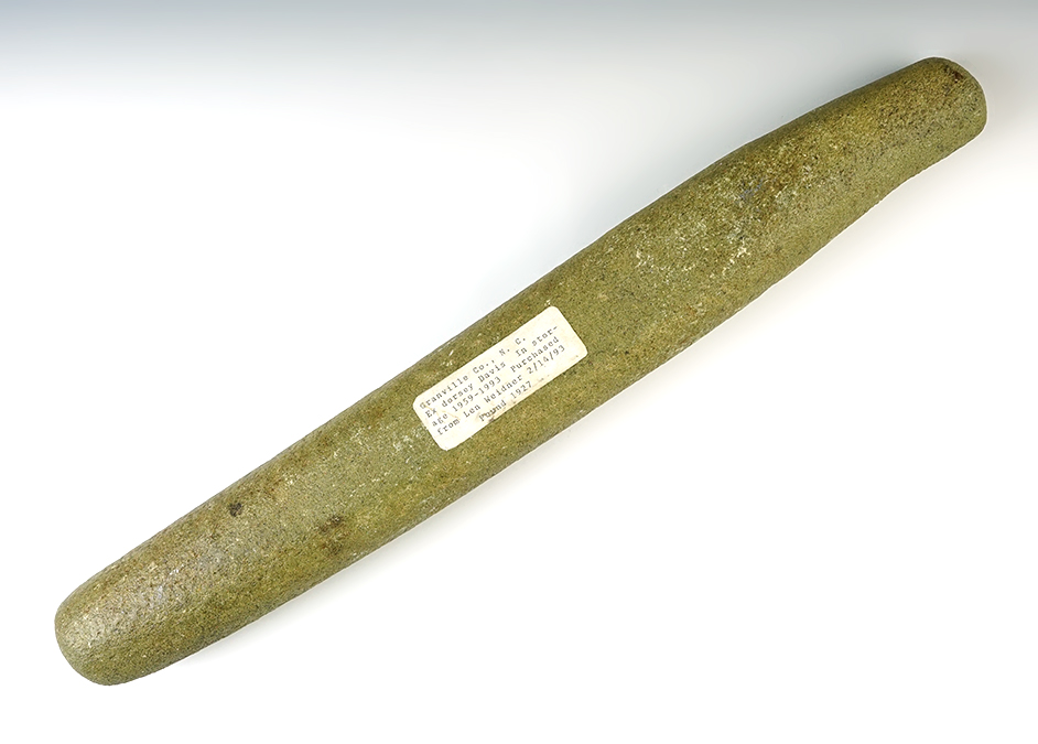Huge 19 3/4" Roller Pestle found in 1927 Granville Co., North Carolina. 