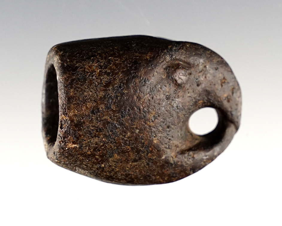 1 1/2" x 1" RARE! Effigy Vase Pipe in the image of a snapping turtle. Hematite. Southern Ohio.