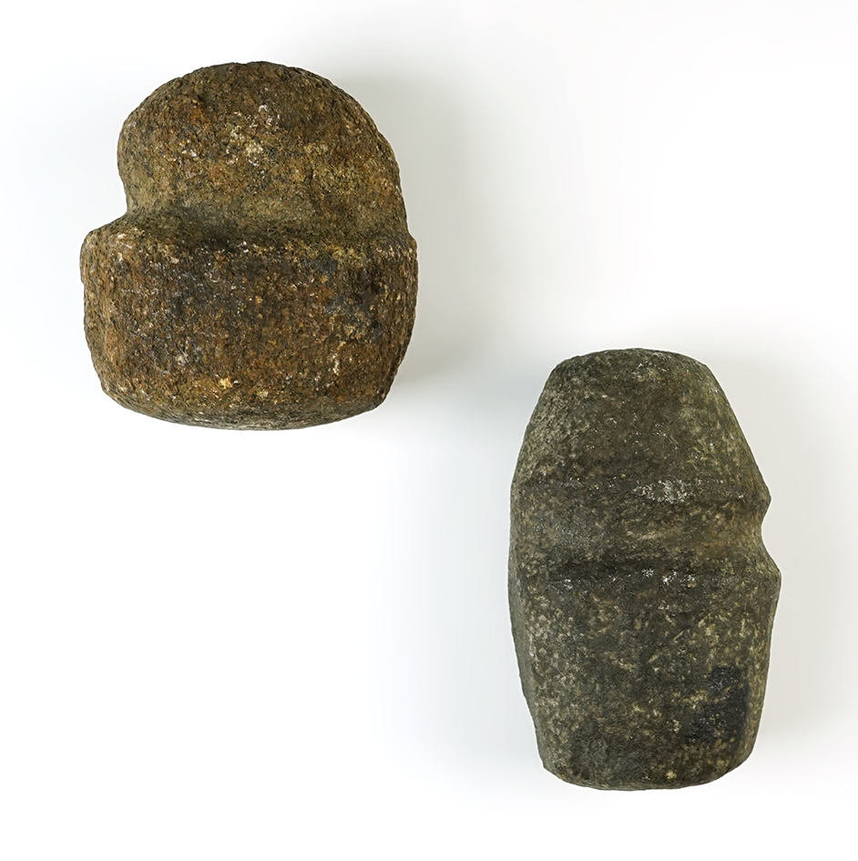 Pair of Grooved Mauls from Oklahoma and Jones Co., Iowa. The largest is 5 3/8".