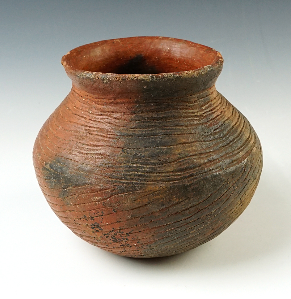 5 5/8" Classic Pueblo period Anasazi corrugated pottery vessel -New Mexico.