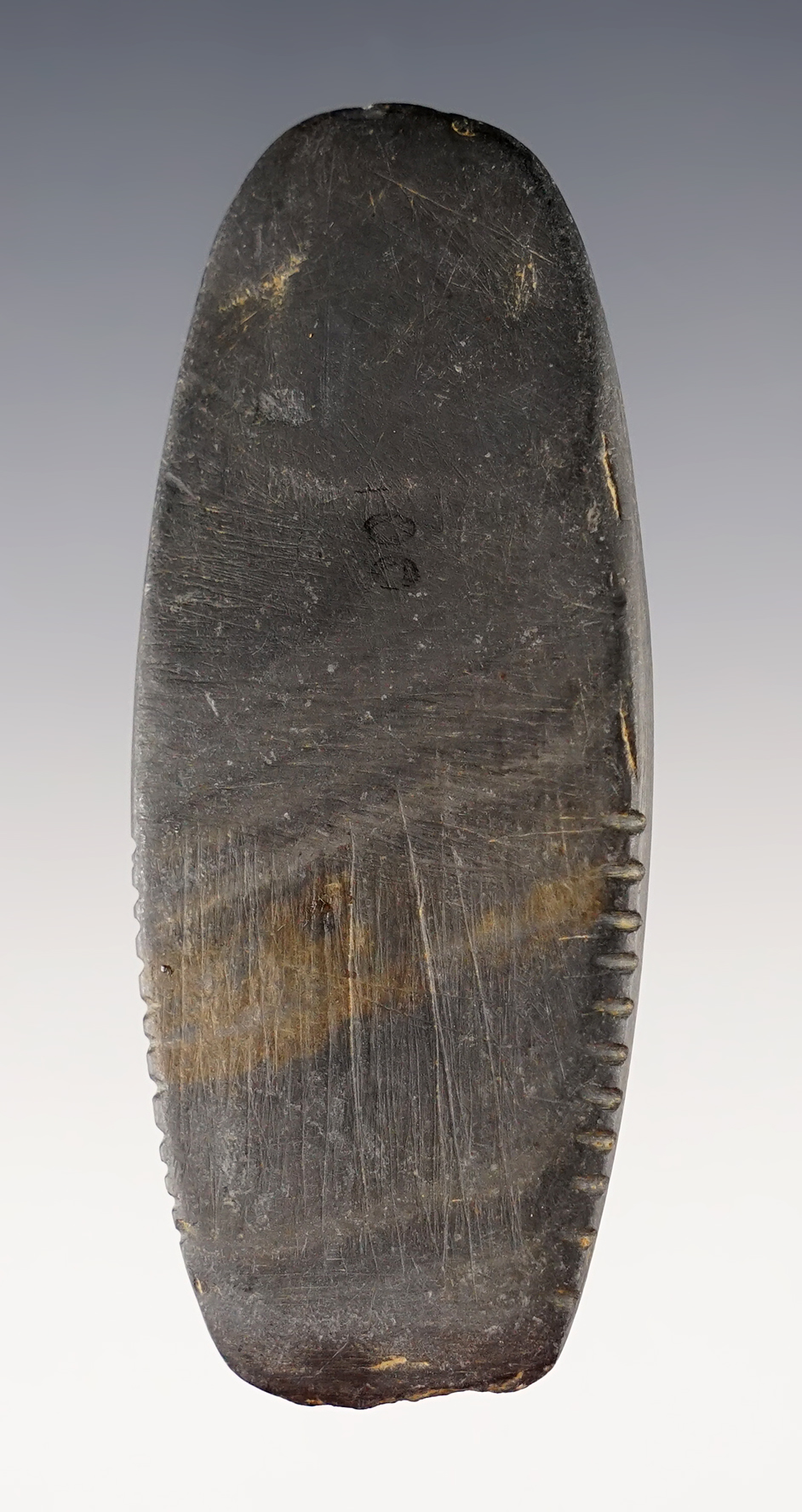 Undrilled 3" Ohio Pendant or Gorget that is heavily tallied on both sides.