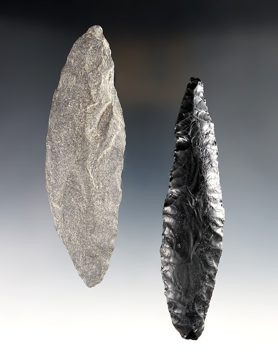 Pair of Knives found by Frank Buehler, 1955-59, Wishram, Klickitat Co., Washington. 