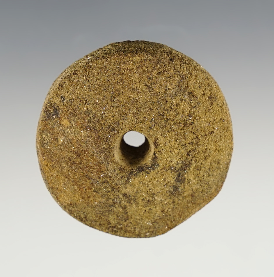 1 5/8" Fort Ancient culture perforated Sandstone Discoidal in great condition. Found in Ohio. 
