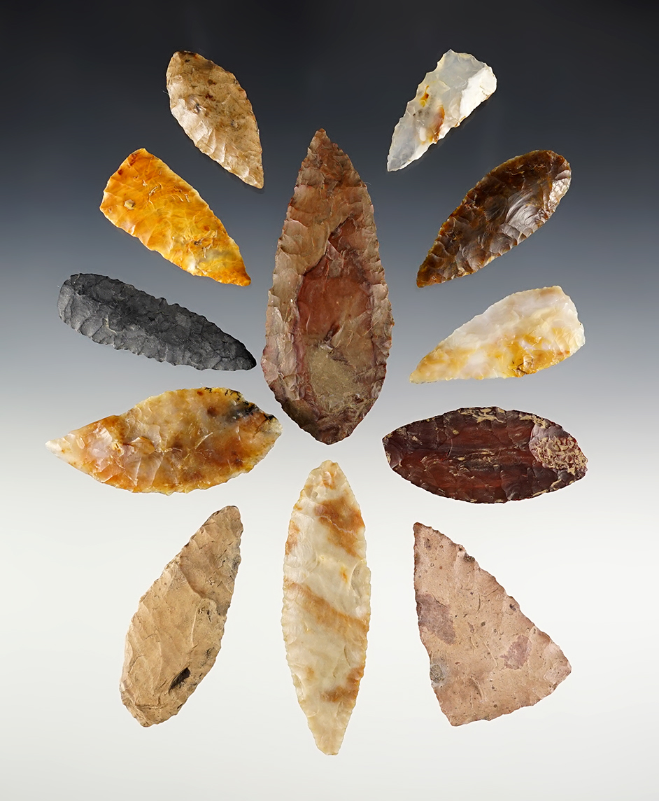 Set of 12 Blades and Knives found near the Columbia River in the Washington/Oregon area. 