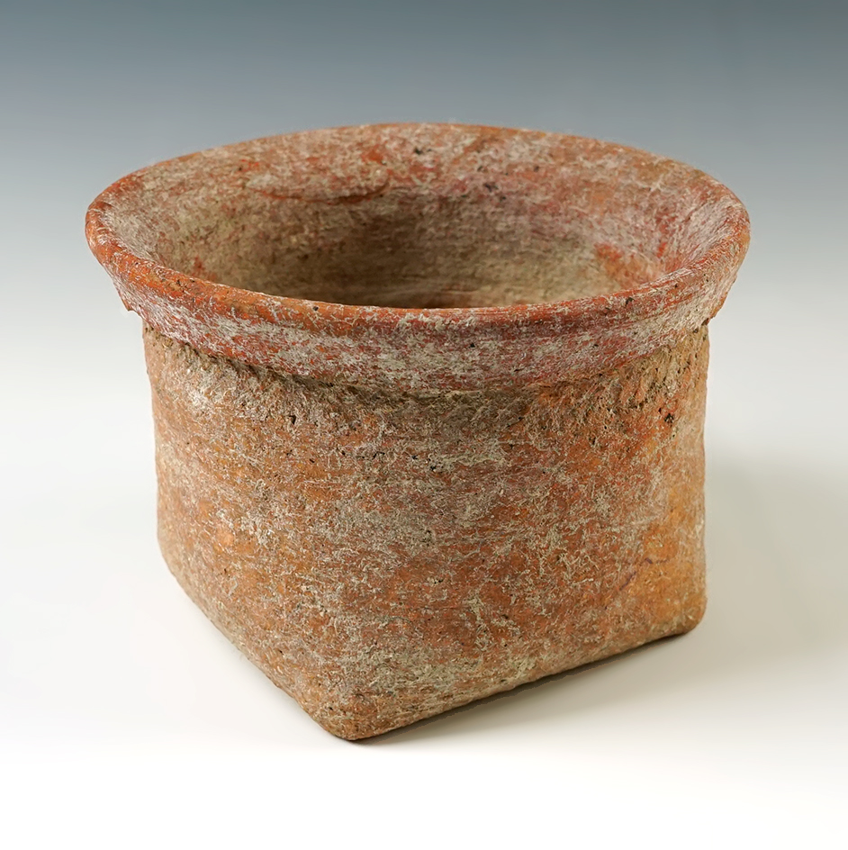 5" wide by 3 3/8" tall ancient Ban Chang pottery vessel in solid condition. Thailand. 